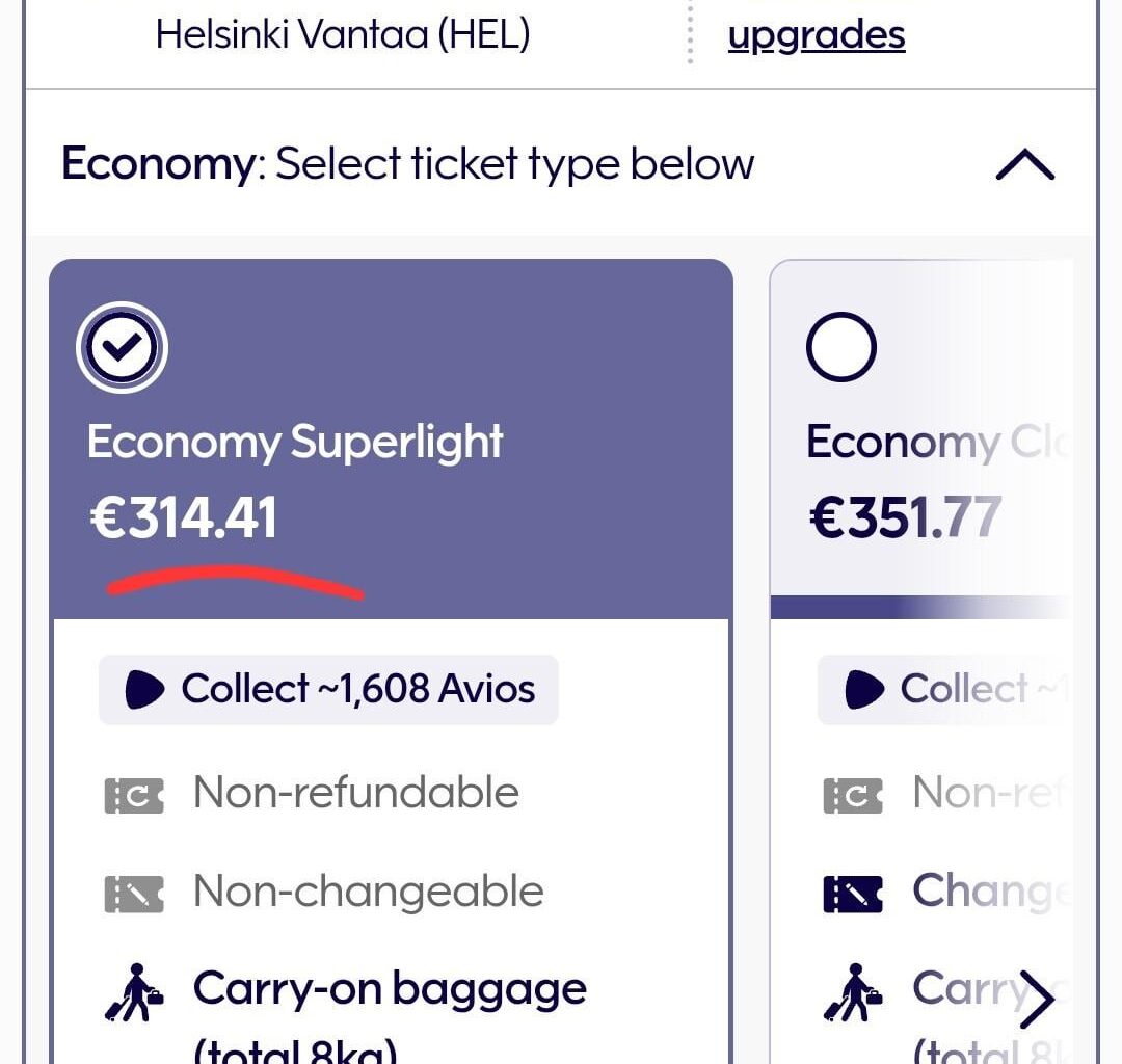 Finnair pricing looks like scum