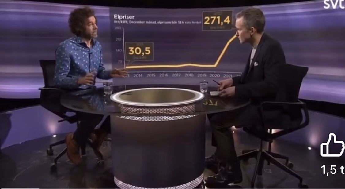 Om kärnkraften inte hade avvecklats skulle elpriserna va 30-50% lägre säger Markus Wråke, klimat och energiexpert till SVT