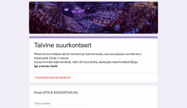 Turu-uuring kontserti korraldamise kohta.