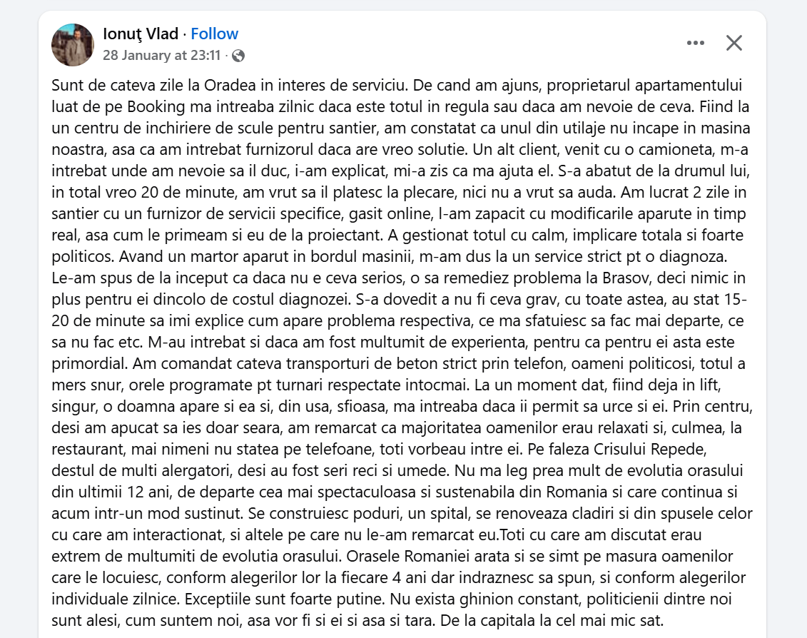 Ionuţ Vlad - Sunt de cateva zile la Oradea ...