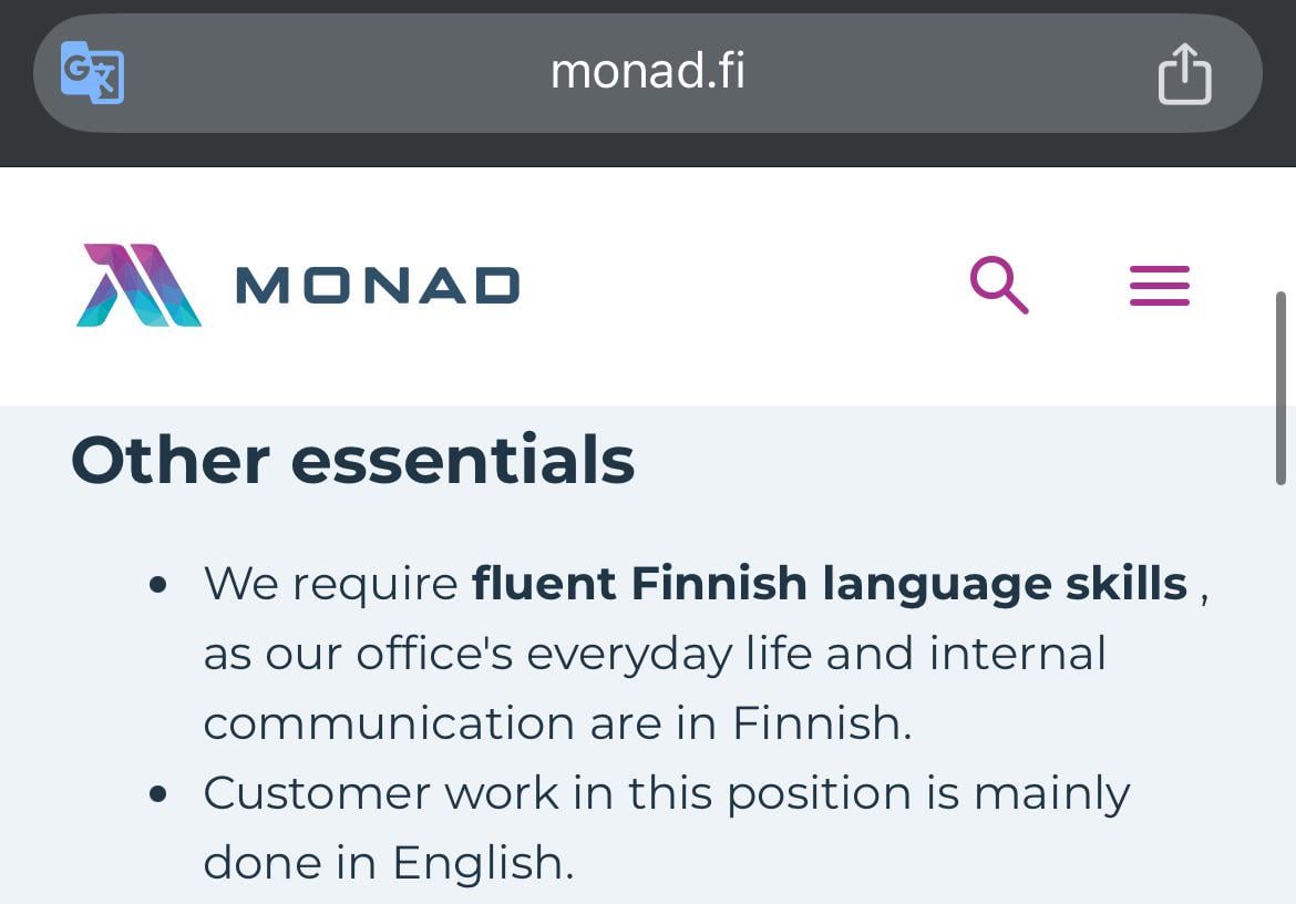 From an employer’s point of view, what could be some other reasons for this language requirement?