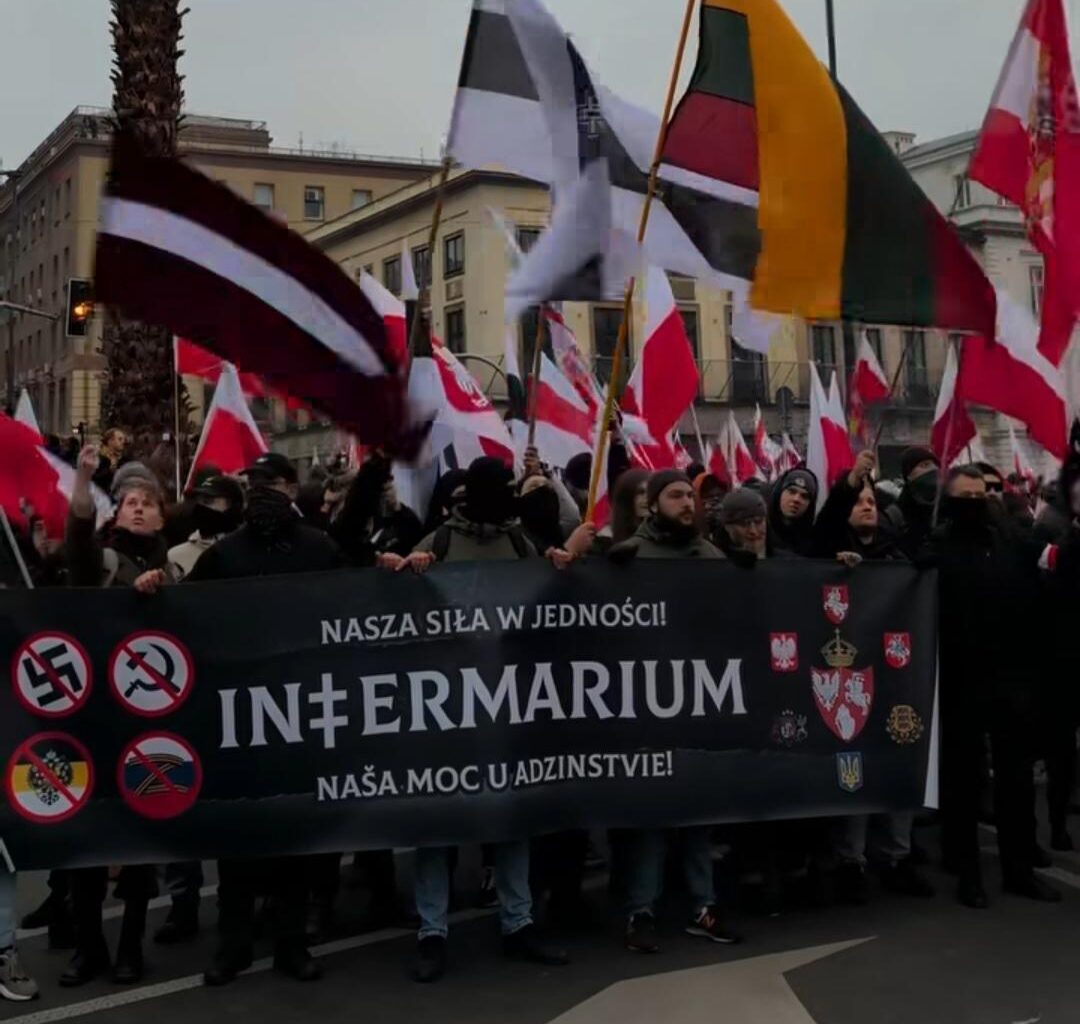Belarusian, Lithuanian and Latvian participants in Polish Independence march