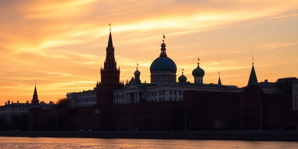 Kremlin au coucher du soleil, symbolisant la transformation de la Russie.