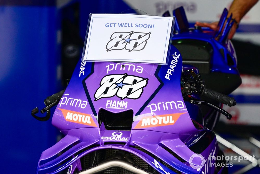 La moto de Miguel Oliveira, Pramac Racing, forfait