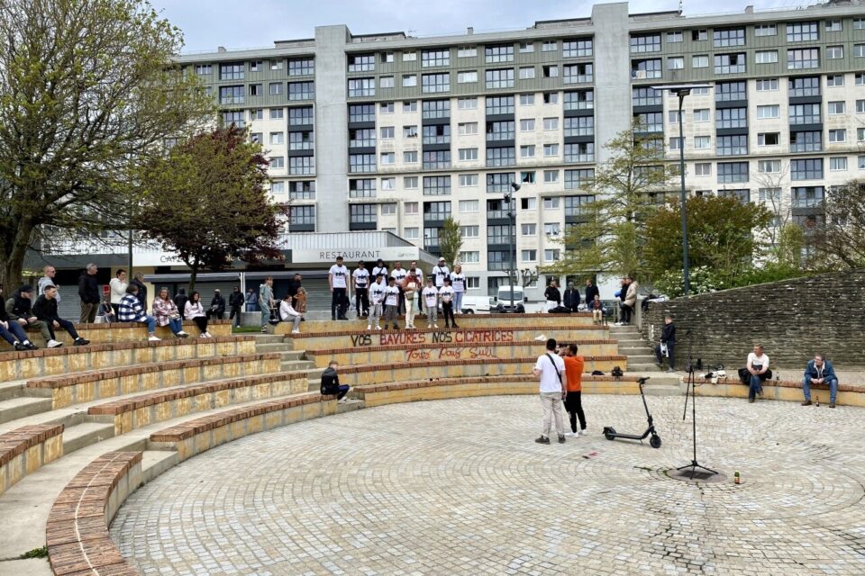 Tournage du clip Freestyle Diezz #9 de L'Blanko dédié à Sulivan. Théâtre de l'oeuf, quartier des Provinces, Cherbourg-Octeville.