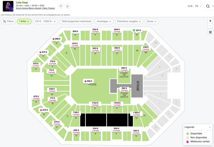 Les billets pour le concert de Lady Gaga se revendent à prix d’or.