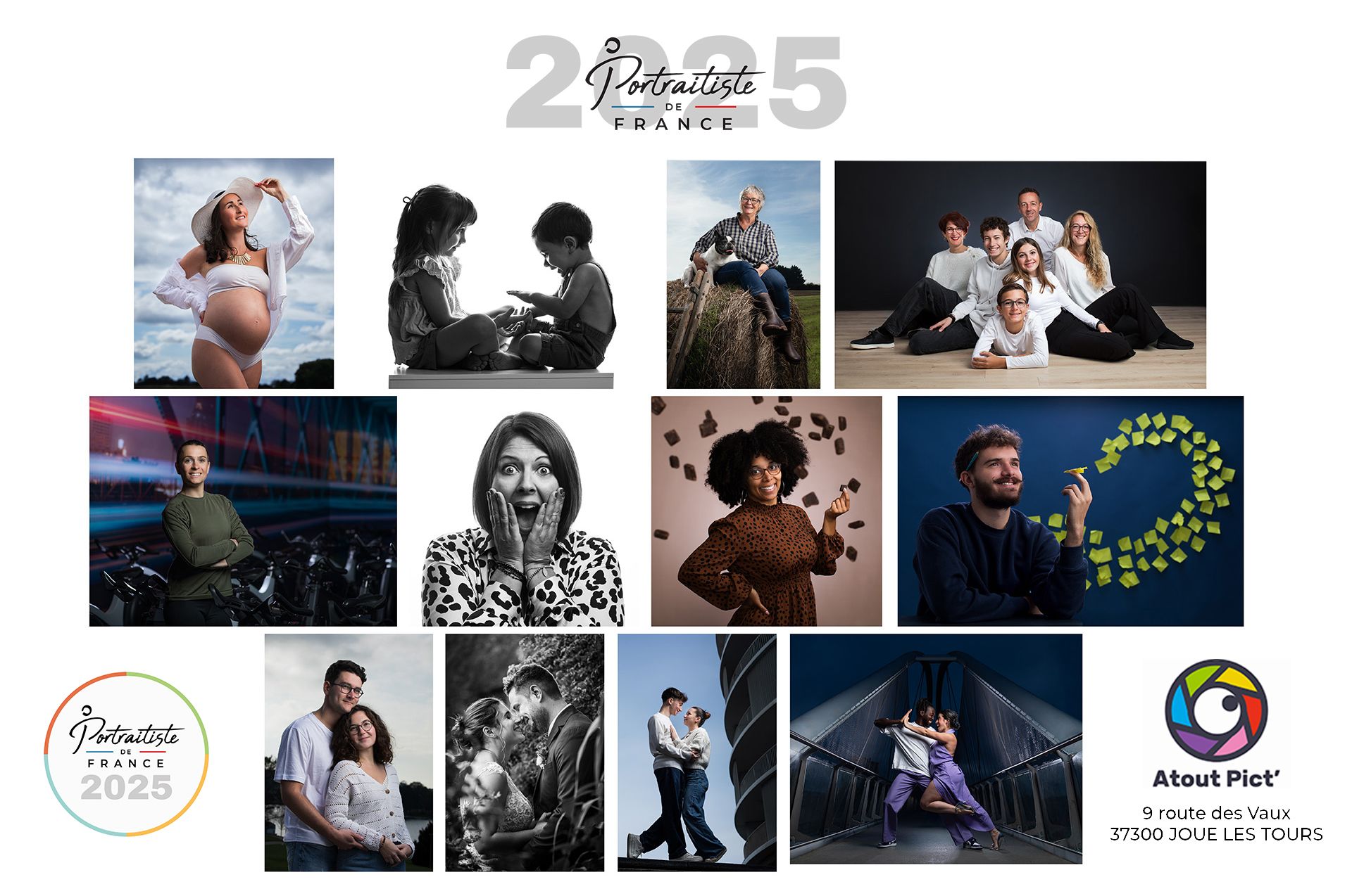 Les douze photos présentées par Thibault Thomas pour l’examen des « Portraitistes de France ».