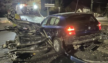 la sculpture des Trois-Croix, tout juste réinstallée, de nouveau accidentée