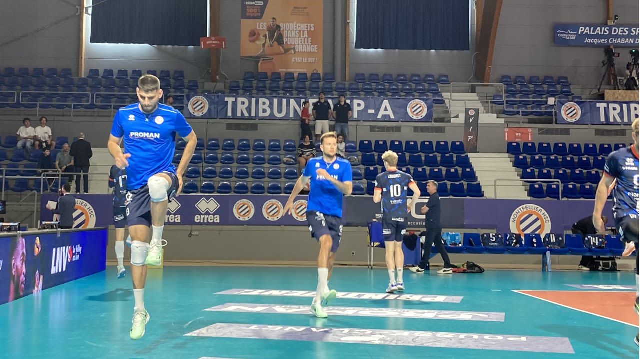 Ezequiel Palacios et Raphaël Corre à l’échauffement, du côté de Montpellier.