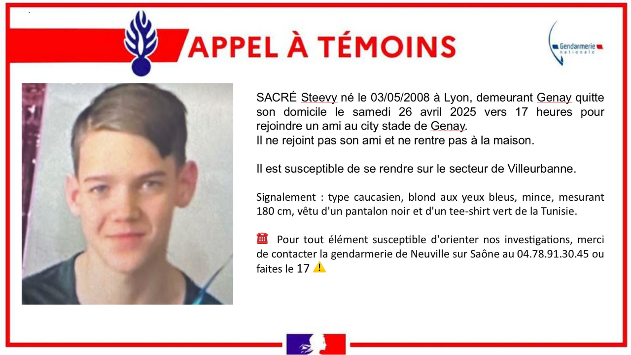 un appel à témoin pour retrouver l'adolescent