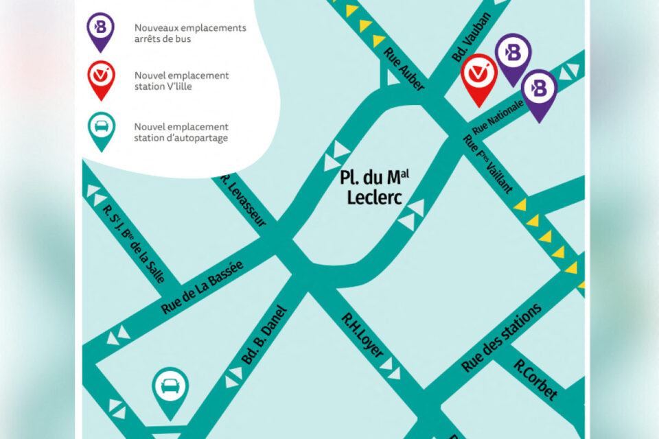 Voici les changements qui s'opèreront à partir du mardi 22 avril 2025, place du Maréchal Leclerc à Lille (Nord).