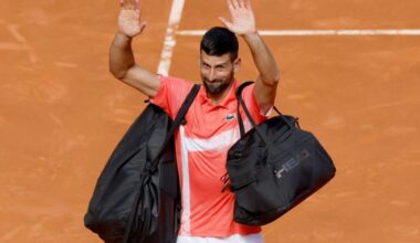 Le Serbe Novak Djokovic après sa défaite au 2e tour du Masters 1000 de Madrid face à l