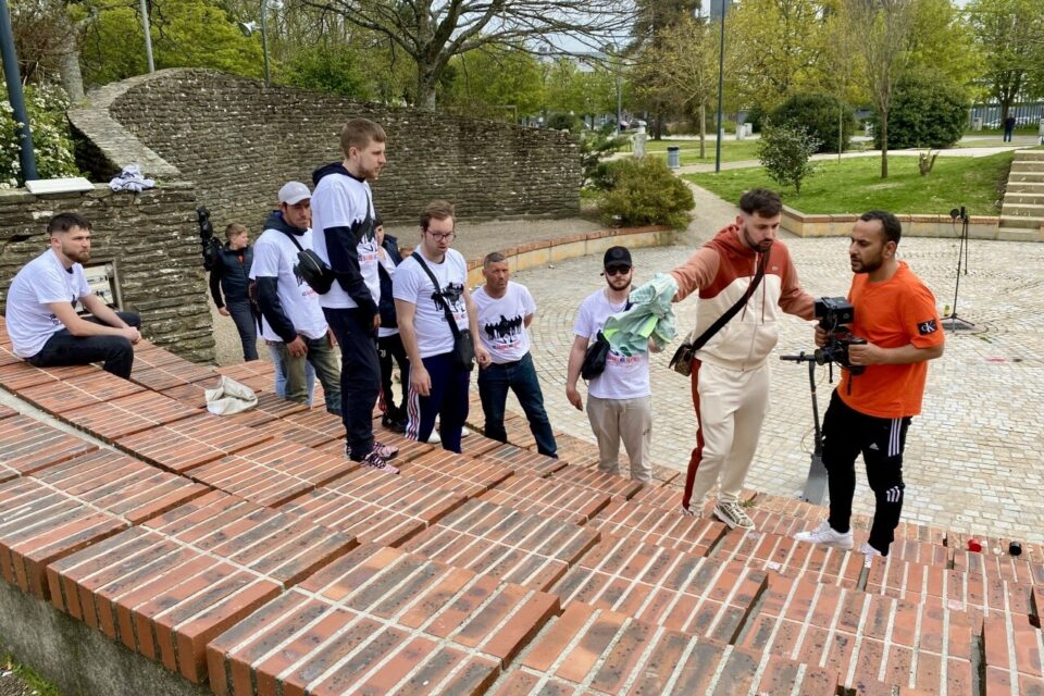 Tournage du clip Freestyle Diezz #9 de L'Blanko dédié à Sulivan. Théâtre de l'oeuf, quartier des Provinces, Cherbourg-Octeville.