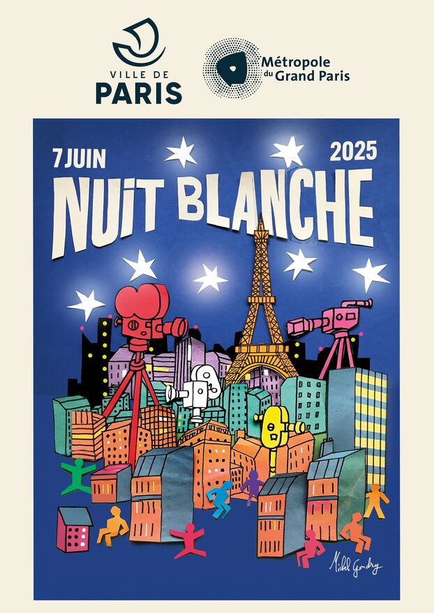 L'affiche de l'édition 2025 de la Nuit Blanche a été pensée et réalisée par Michel Gondry. Ville de Paris