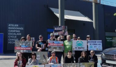 "Notre objectif final est d’interdire, tout simplement, la pêche au vif": mobilisation devant le Décathlon de Lingostière à Nice qui vend des appâts vivants