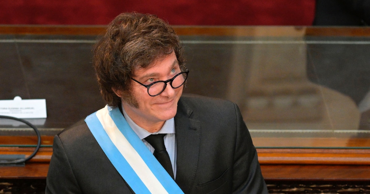 Le président argentin Javier Milei lors de son premier discours de politique générale devant le Parlement, le 1er mars 2024 à Buenos Aires