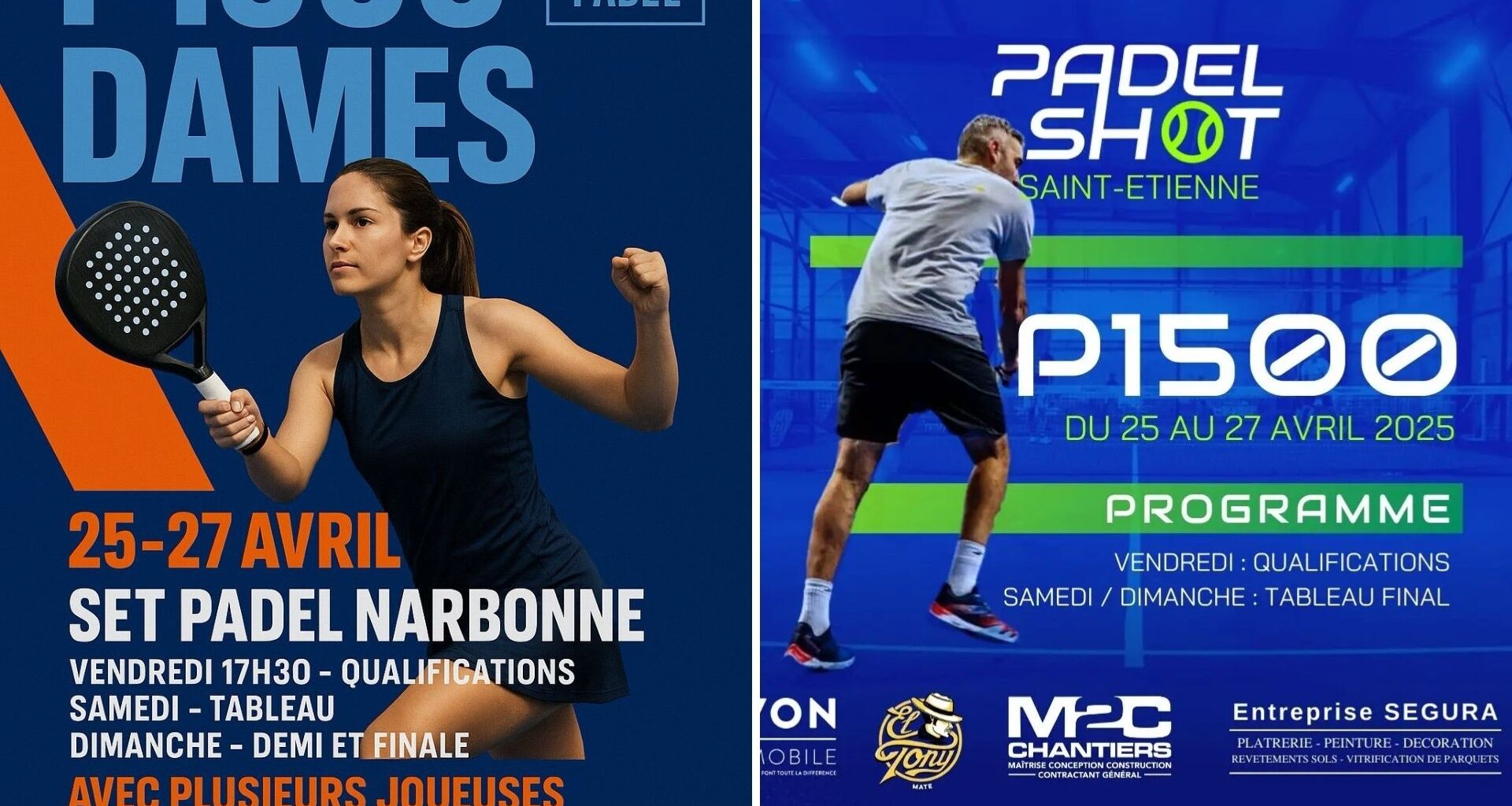 Où suivre les demi-finales des P1500 PadelShot Saint-Étienne et Set Padel Narbonne ?