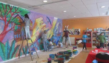 À la maison des jeunes de Pacé, le graffeur Héol et les adolescents peignent ensemble