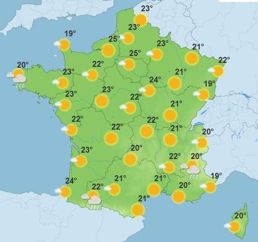 photo les températures maximales attendues en france mardi 29 avril.  ©  capture d’écran météo france
