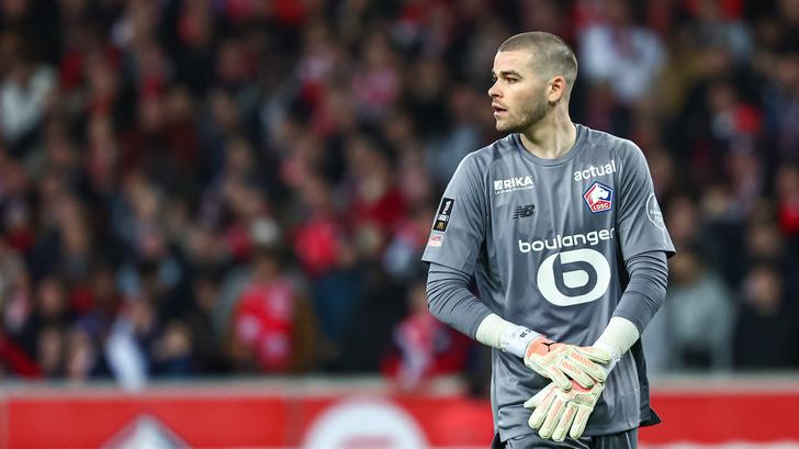 Lucas Chevalier, ici lors du match de Ligue 1 Lille-Lens, le 30 mars 2025.