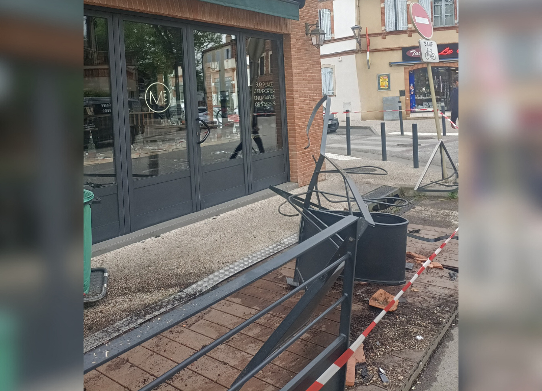 Accident près de Toulouse. Une voiture percute la terrasse d'une pizzeria : les images
