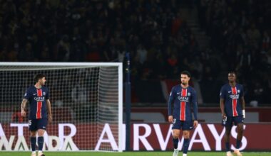 Les Parisiens Lucas Beraldo, Warren Zaïre-Emery et Willian Pacho lors de la défaite du PSG contre l