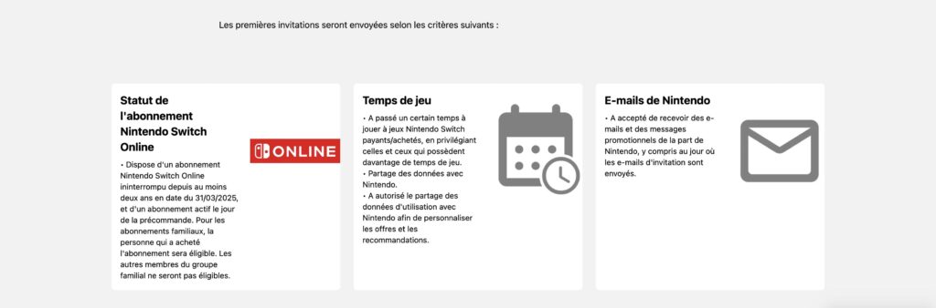 Conditions de précommandes de la Switch 2