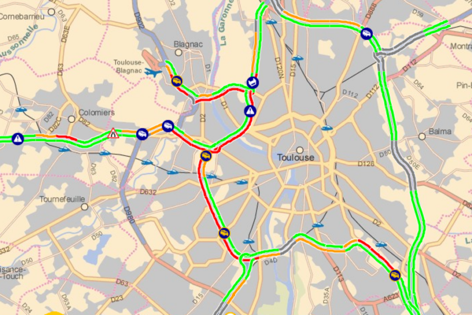Un accident provoque de gros bouchons, jeudi 24 avril 2025, sur le périphérique de Toulouse.