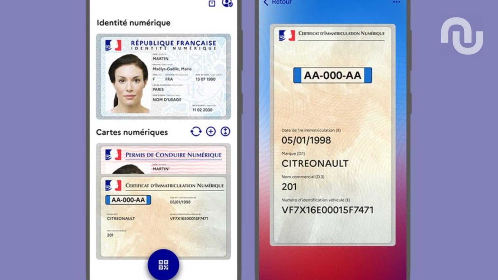 Voilà à quoi ressemble l'ajout de la carte grise dans France Identité
