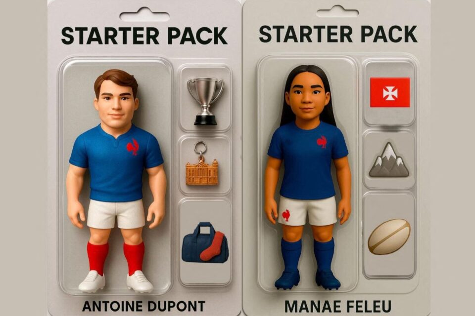 Antoine Dupont et Manae Feleu, les deux capitaines du XV de France et de l'équipe de France féminin ont leur figurine générée par l'intelligence artificielle 