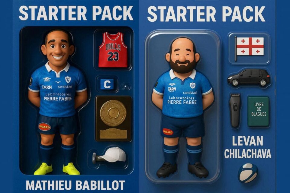 Les starter pack de Mathieu Babillot et Levan Chilachava avec notamment le livre de blagues du pilier géorgien
