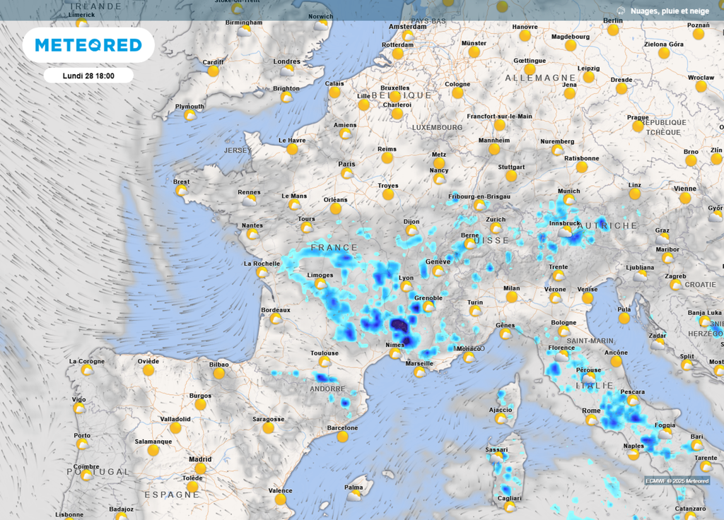 Risque d'orages lundi après-midi