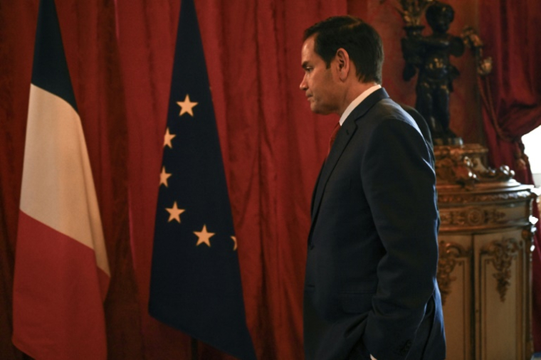 Le secrétaire d'Etat américain Marco Rubio au Quai d'Orsay, le ministère français des Affaires étrangères, à Paris le 17 avril 2025 ( POOL / JULIEN DE ROSA )