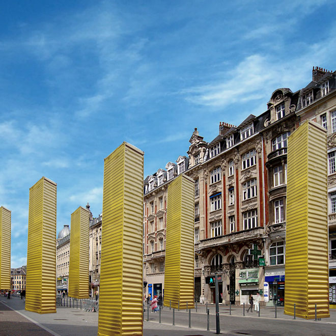 [lille3000 – FIESTA] La rue Faidherbe de Lille accueillera l'installation "Golden Monoliths" de SpY