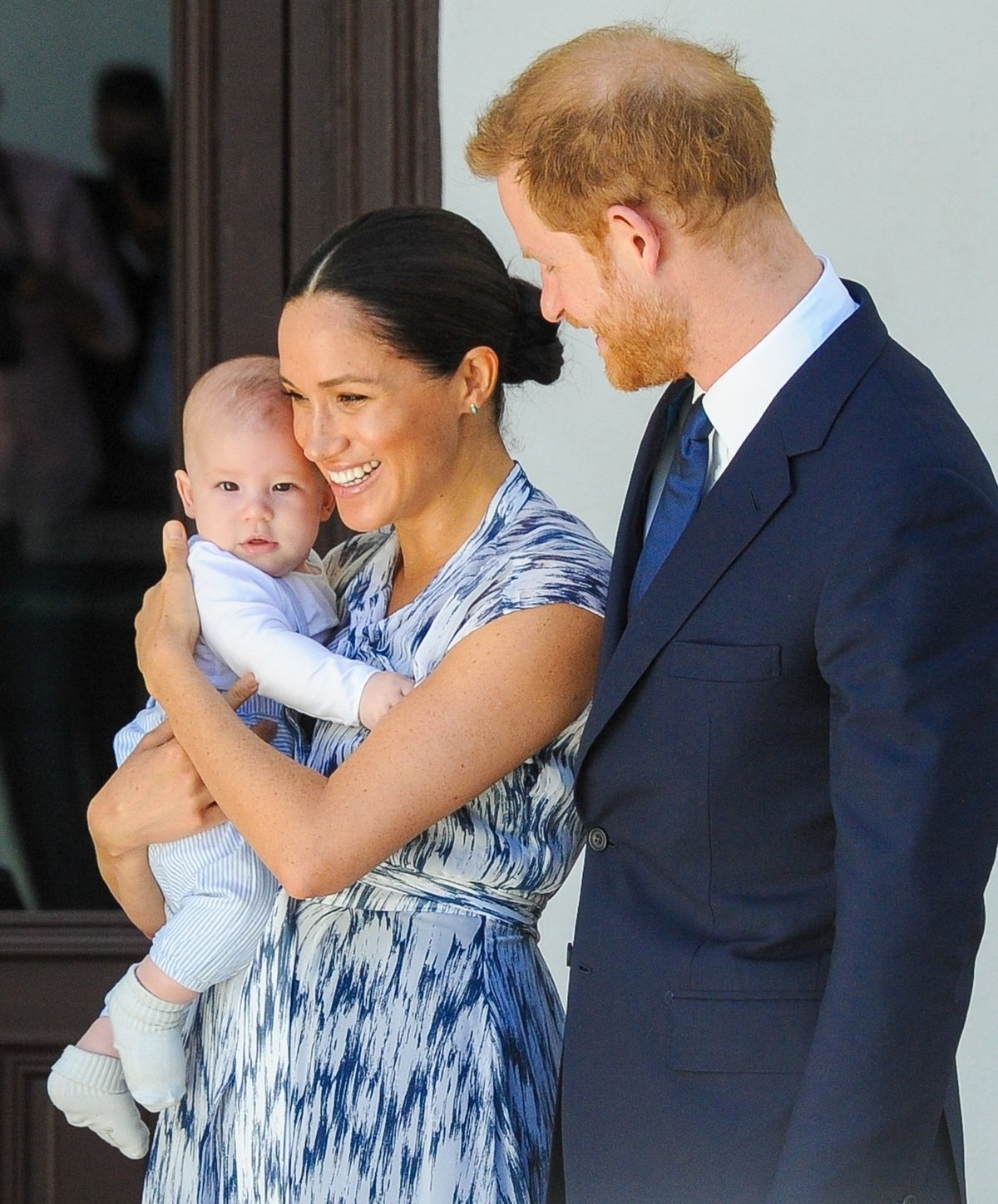 Le prince Harry et Meghan Markle avec leur fils Archie lors de leur rencontre avec Desmond Tutu à Cape Town, Afrique du Sud.