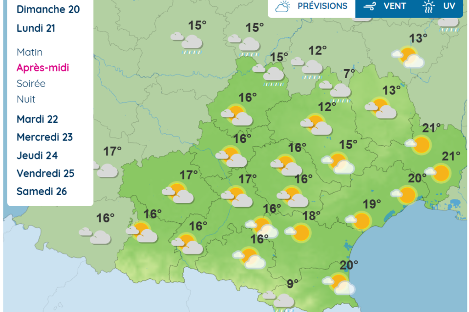 Voici les prévisions météo en Occitanie ce lundi 21 avril 2025.