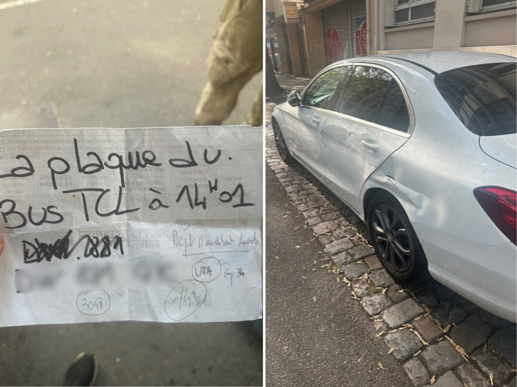 Lyon. Il retrouve sa Mercedes défoncée, un mot sur son pare-brise accuse un bus TCL
