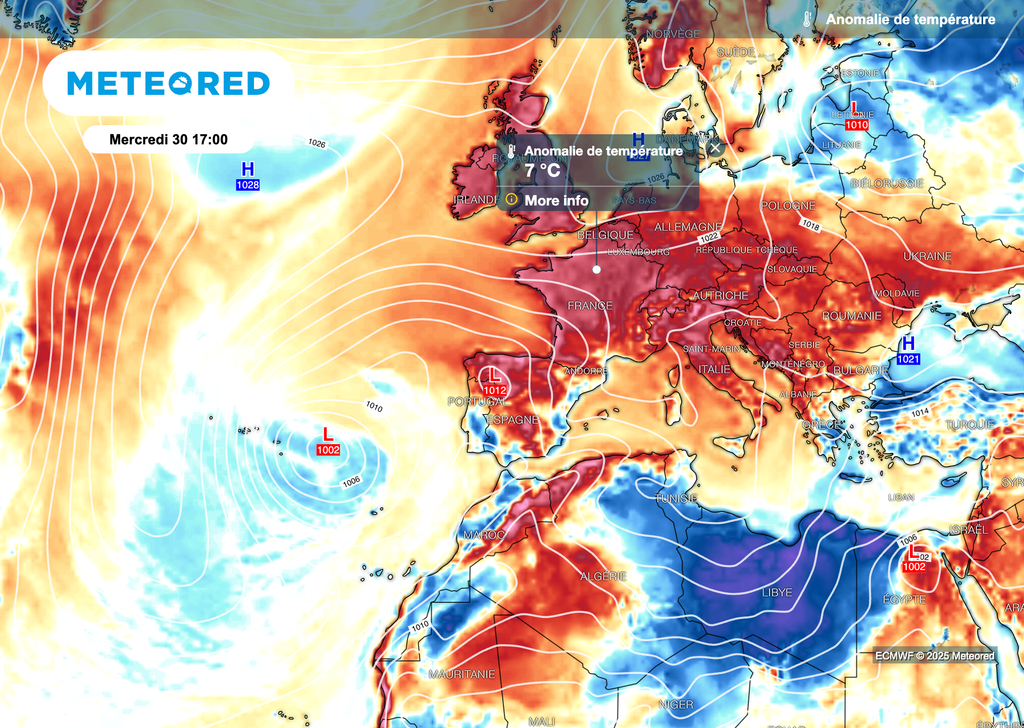 Une goutte froide au large du Portugal fera remonter de l'air chaud la semaine prochaine sur la France.