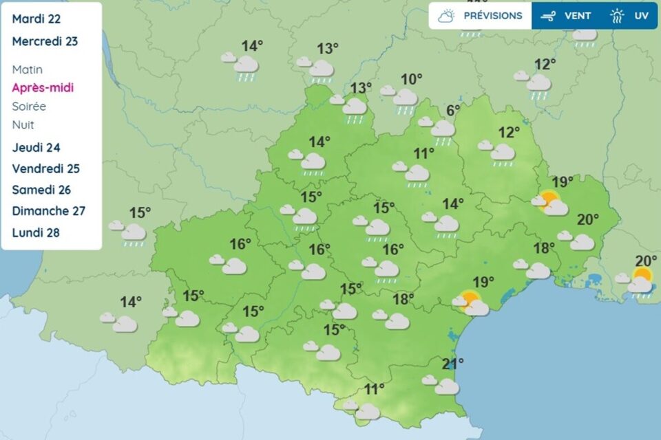 Un mercredi peu folichon sur l'Occitanie