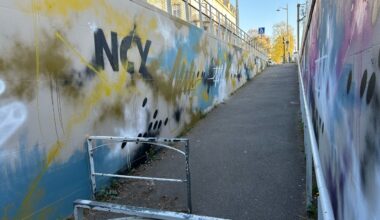 glauque et envahi de messages haineux, ce tunnel fréquenté accueille une œuvre d'art