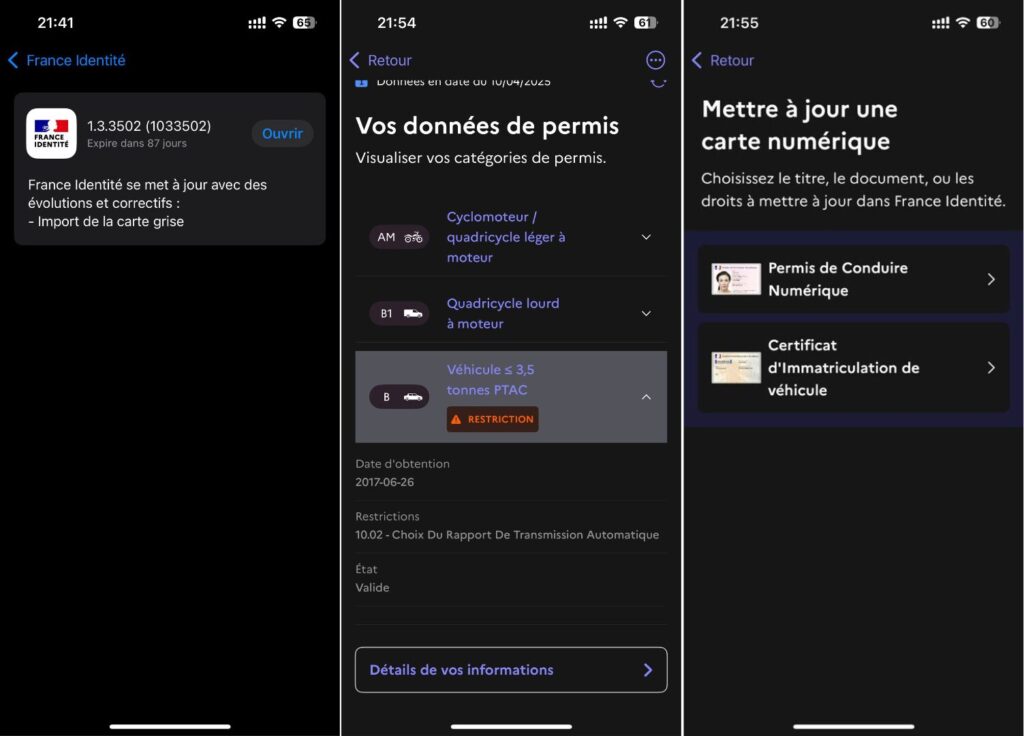 Les autres nouveautés de France Identité.