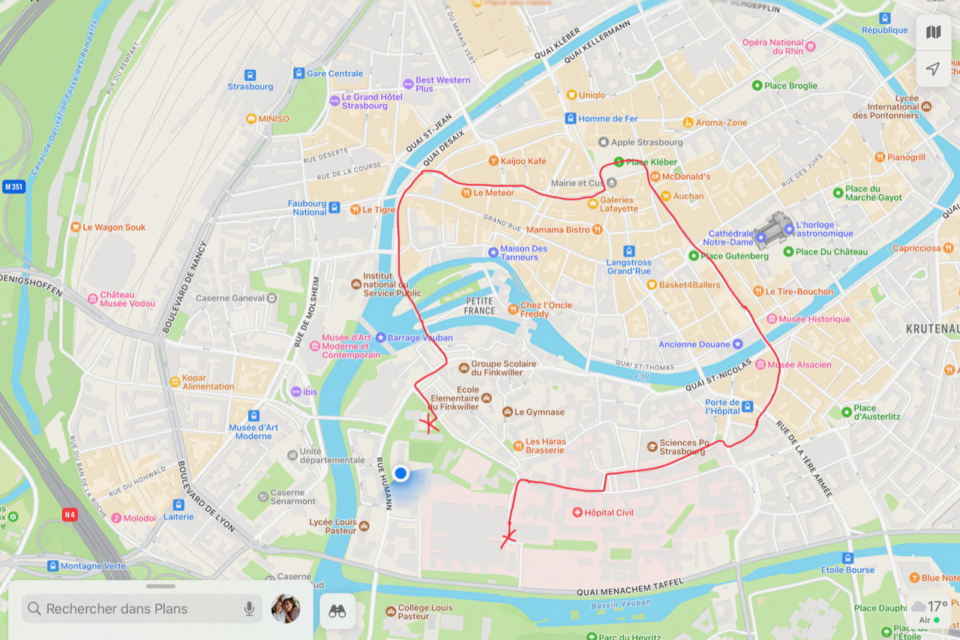 Le parcours de la manifestation prévue ce mardi 29 avril 2025.