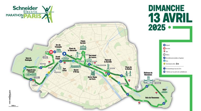 Le parcours du marathon de Paris 