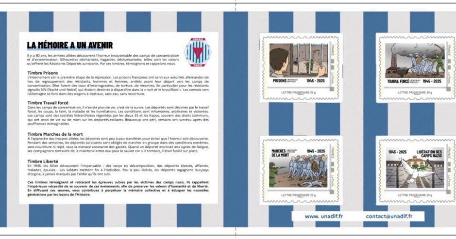 Isère. Une graphiste grenobloise a dessiné un timbre commémoratif pour le 80e anniversaire de la libération des camps