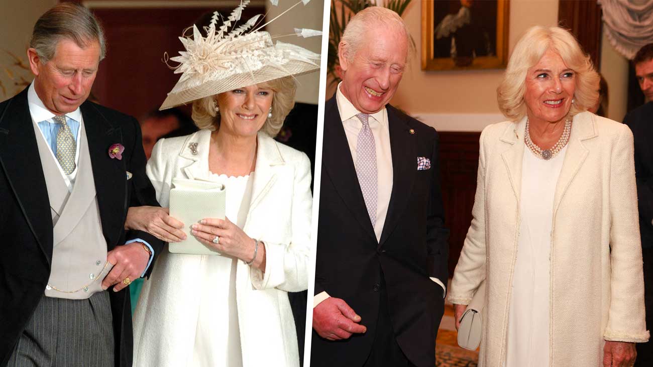 La reine Camilla reporte sa tenue de mariage le jour de ses noces de porcelaine en Italie