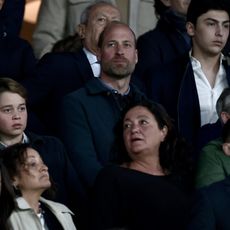 William et son fils George au Parc des Princes lors du quart de finale aller PSG-Aston Villa, le 9 avril 2025.