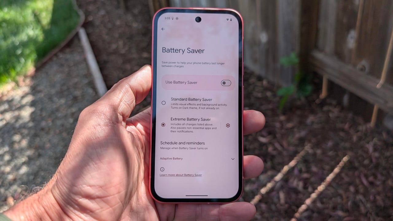 Pixel 9a Extreme Battery Saver settings