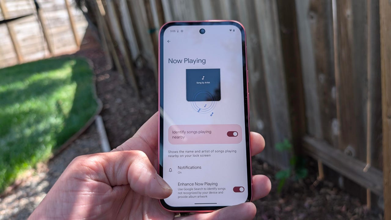 Pixel 9a Now Playing settings