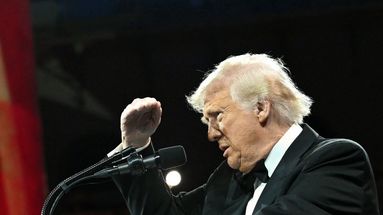 Donald Trump lors d'un discours devant les élus républicains à Washington le 9 avril 2025.