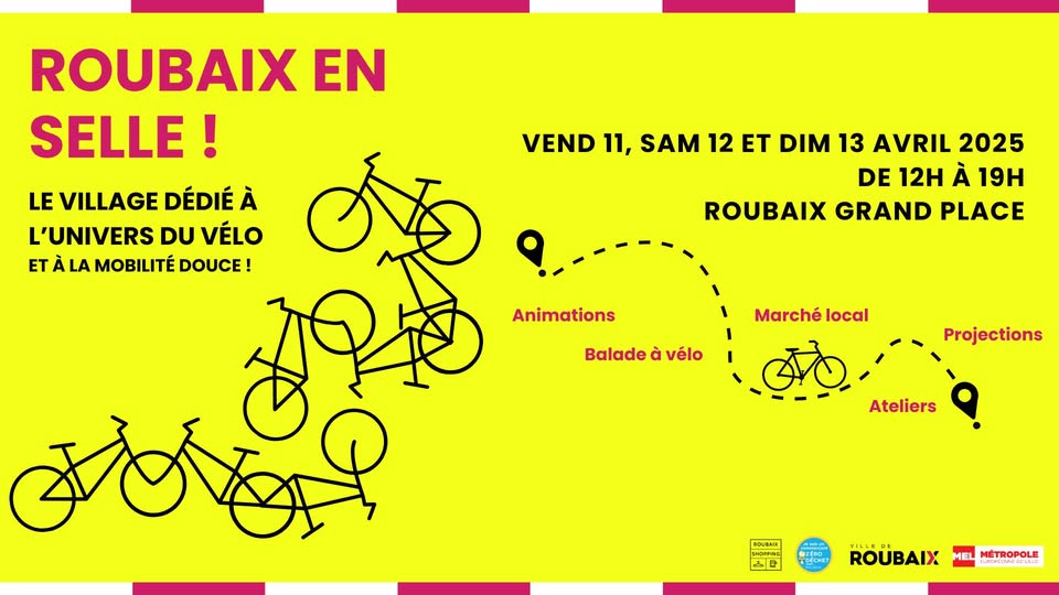 Roubaix en selle : un village vélo festif et gratuit du 11 au 13 avril sur la Grand-Place !